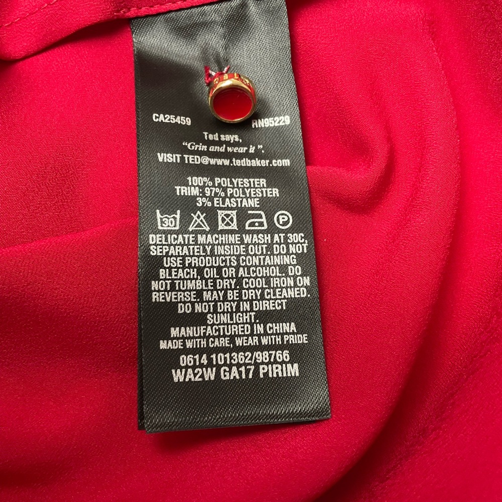 Ted Baker Red Long Sleeve Mandarin Collar Dress - Picture 8 of 8